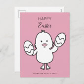 パステルピンクキュートイースターシック&エッグスイラストレーション シーズンポストカード (正面/裏面)