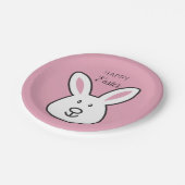 パステルピンクキュートイースターバニーイラストレーション ペーパープレート (アングル)