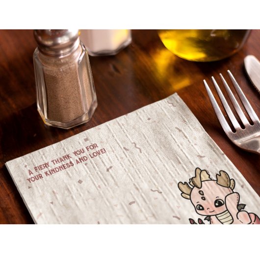 パステルピンクキュートケーキベビードラゴン スタンダードカクテルナプキン