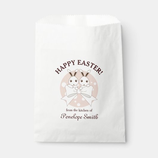 パステルピンクキュートツインバニーハッピーイースタートリート フェイバーバッグ (正面)