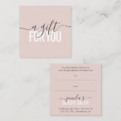 パステルピンクギフト証明書美しいサロンスクリプト 割引カード (正面/裏面)