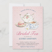 パステルピンククエレガントラスブライダルシャワーハイティー 招待状 (正面)