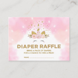 パステルピンククラウドマジカルユニコーンオムツラッフル エンクロージャーカード