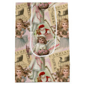 パステルピンククリビクトリアンスマス ミディアムペーパーバッグ (裏面)