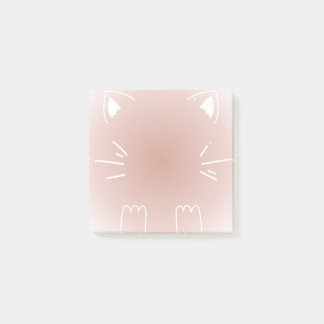 パステルピンクグラデーションの猫デザイン ポストイット