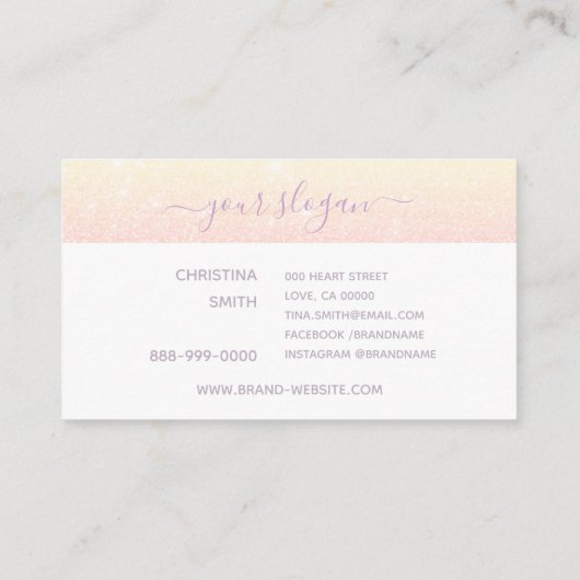 パステルピンクグラムロゴテンプレートラグジュアリーグリッター 名刺 (裏面)
