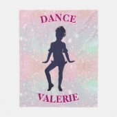 パステルピンクグリッターダンスガールパーソナライズされた フリースブランケット (正面)