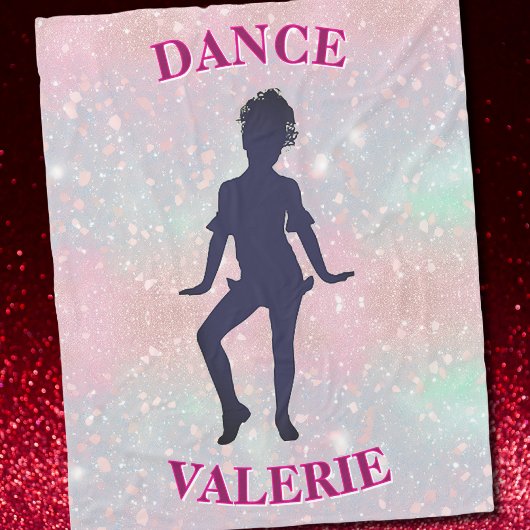 パステルピンクグリッターダンスガールパーソナライズされた フリースブランケット