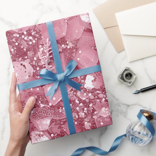 パステルピンクグリッター ラッピングペーパー (ギフト)