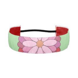 パステルピンクグリーンアジアンメダリオンフローラ アスレチックヘッドバンド