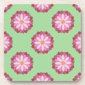 パステルピンクグリーンアジアンメダリオンフローラ コースター (正面)