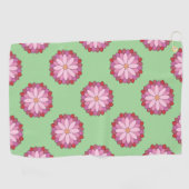 パステルピンクグリーンアジアンメダリオンフローラ ゴルフタオル (横)