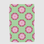 パステルピンクグリーンアジアンメダリオンフローラ ゴルフタオル (正面)