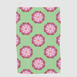 パステルピンクグリーンアジアンメダリオンフローラ ゴルフタオル