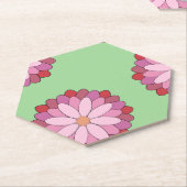 パステルピンクグリーンアジアンメダリオンフローラ ペーパーコースター (アングル)