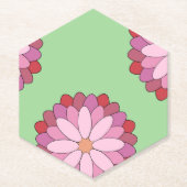 パステルピンクグリーンアジアンメダリオンフローラ ペーパーコースター (正面)