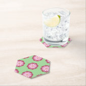 パステルピンクグリーンアジアンメダリオンフローラ ペーパーコースター (インサイチュ)