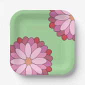 パステルピンクグリーンアジアンメダリオンフローラ ペーパープレート (正面)