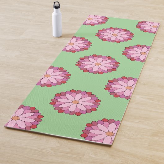 パステルピンクグリーンアジアンメダリオンフローラ ヨガマット (インサイチュ)