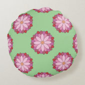 パステルピンクグリーンアジアンメダリオンフローラ ラウンドクッション (裏面)