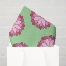 パステルピンクグリーンアジアンメダリオンフローラ 薄葉紙