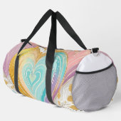 パステルピンクグリーンイエローパープル金ゴールドハート ダッフルバッグ (右コーナー)