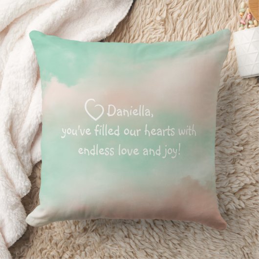 パステルピンクグリーンクラウドベビーガール子供部屋枕 クッション (ブランケット)