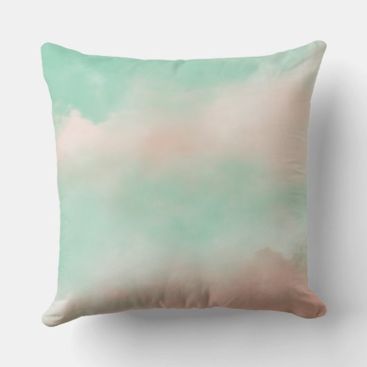 パステルピンクグリーンクラウドベビーガール子供部屋枕 クッション (裏面)