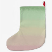 パステルピンクグリーングラデーションパーソナライズされた ラージクリスマスストッキング (裏面)
