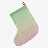 パステルピンクグリーングラデーションパーソナライズされた ラージクリスマスストッキング (裏面 (吊り時))