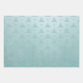 パステルピンクグリーンシルバークリスマスパタモダンーン ラッピングペーパーシート (正面)