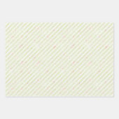 パステルピンクグリーン春ストライプフローラ ラッピングペーパーシート (正面3)