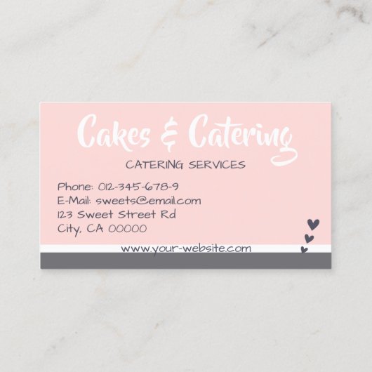 パステルピンクグレーカップケーキケーキ写真テンプレートスイーツ 名刺 (裏面)