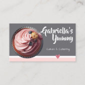 パステルピンクグレーカップケーキケーキ写真テンプレートスイーツ 名刺 (正面)