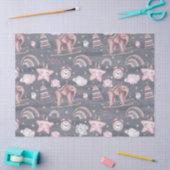 パステルピンクグレーホワイトかわいいベビーアイテム 薄葉紙 (クラフト)