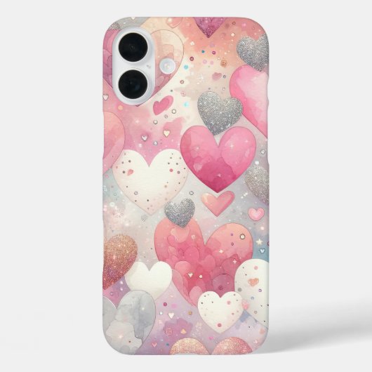 パステルピンクグレーホワイトバレンタインラブハート Case-Mate iPhoneケース (裏面)