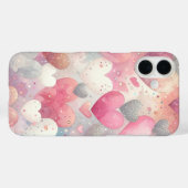 パステルピンクグレーホワイトバレンタインラブハート Case-Mate iPhoneケース (裏面 (横))