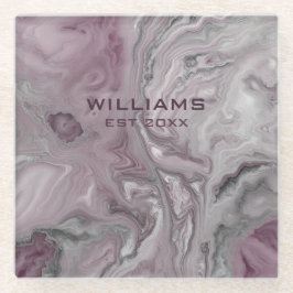 パステルピンクグレー大理石テクスチャパーソナライズされた ガラスコースター