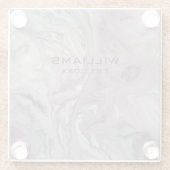 パステルピンクグレー大理石テクスチャパーソナライズされた ガラスコースター (裏面)