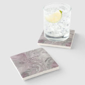 パステルピンクグレー大理石テクスチャパーソナライズされた ストーンコースター (横)