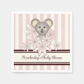 パステルピンクコアラ子供の誕生日/ガールベビーシャワー スタンダードカクテルナプキン (正面)