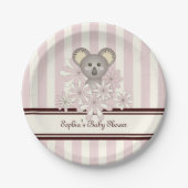 パステルピンクコアラ子供の誕生日/ガールベビーシャワー ペーパープレート (正面)