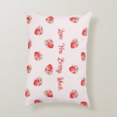 パステルピンクコケットストロベリーパーソナライズされた アクセントクッション (裏面(縦))