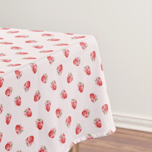 パステルピンクコケットストロベリーパーソナライズされた テーブルクロス (インサイチュ)
