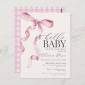 パステルピンクコケットボウガールベビーシャワー招待状 ポストカード (正面/裏面)