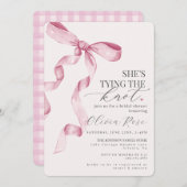 パステルピンクコケットボウブライダルシャワー招待状 (正面/裏面)