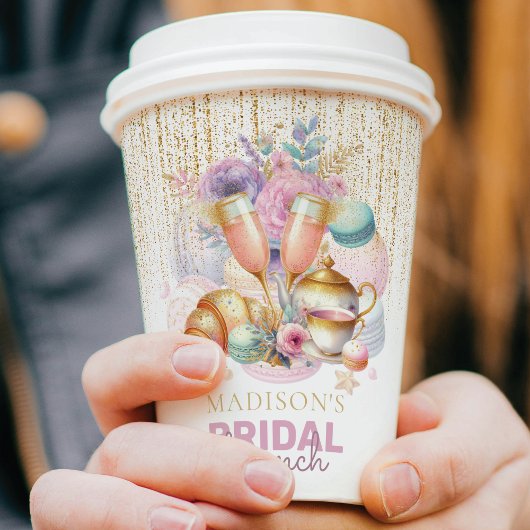 パステルピンクゴールドグリッター ブライダルランチ フォト 紙コップ