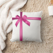 パステルピンクサテンリボンボウ クッション (ブランケット)