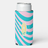 パステルピンクサーフボード、ビーチアート、トロピカルビベス スリム缶クーラー (Seltzer正面)