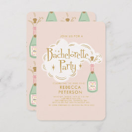 パステルピンクシャンパーニュバチェロレッテ 招待状